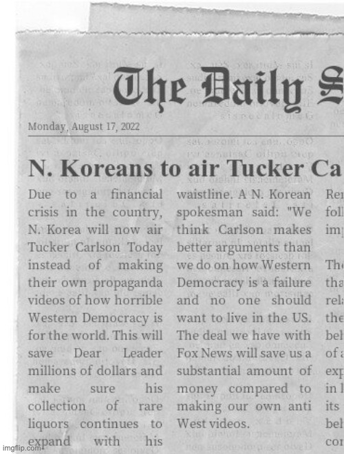 image tagged in tucker carlson,north korea | made w/ Imgflip meme maker