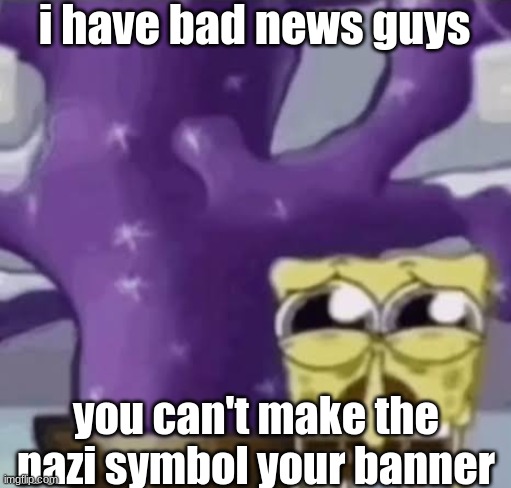 . | i have bad news guys; you can't make the nazi symbol your banner | made w/ Imgflip meme maker