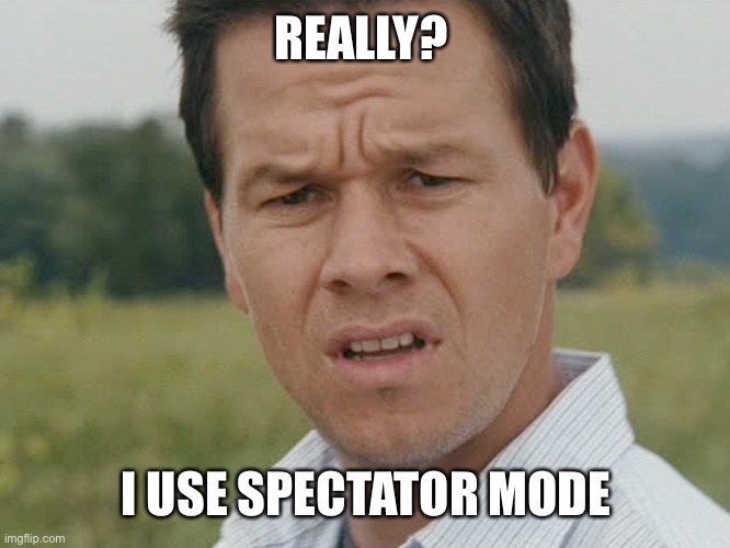 Huh  | REALLY? I USE SPECTATOR MODE | image tagged in huh | made w/ Imgflip meme maker