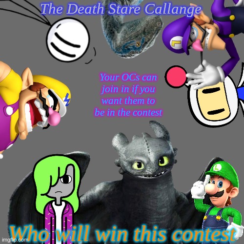 Coming soon | The Death Stare Callange; Your OCs can join in if you want them to be in the contest; Who will win this contest | image tagged in death stare,coming soon,promo,crossover | made w/ Imgflip meme maker