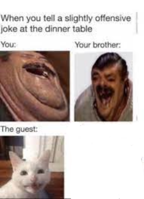X when you tell a slightly offensive joke at the dinner table Blank Meme Template