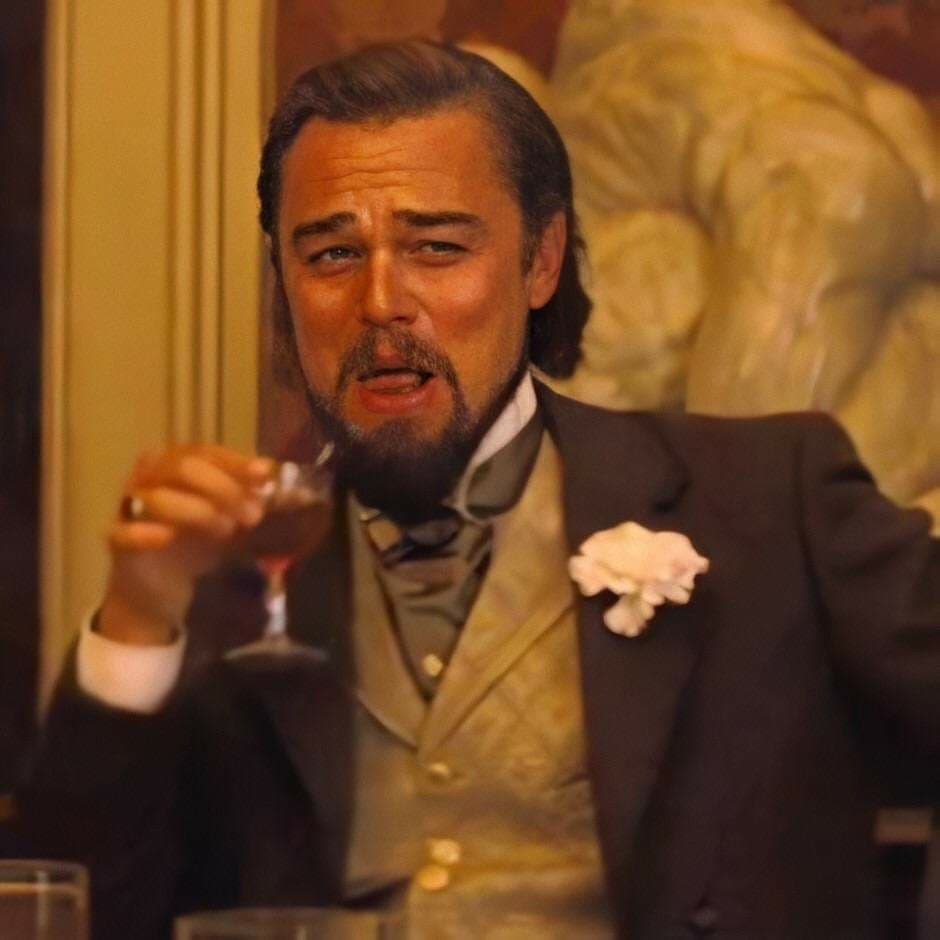 Leonardo DiCaprio laughing Blank Meme Template