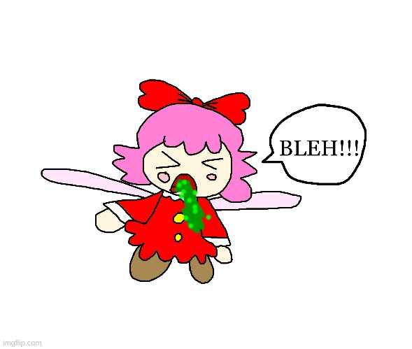 Ribbon's vomit | image tagged in ribbon,funny,cute,gross,vomit | made w/ Imgflip meme maker