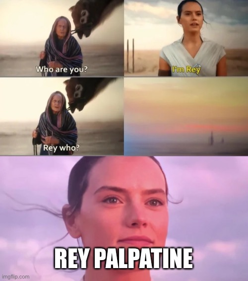 Pov: the best ending | REY PALPATINE | image tagged in rey who,memes,star wars,sequels,good ending,palpatine | made w/ Imgflip meme maker