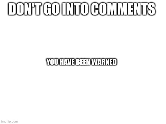 I've warned you | DON'T GO INTO COMMENTS; YOU HAVE BEEN WARNED | image tagged in blank white template | made w/ Imgflip meme maker