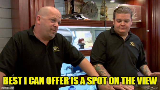 Pawn Stars Best I Can Do | BEST I CAN OFFER IS A SPOT ON THE VIEW | image tagged in pawn stars best i can do | made w/ Imgflip meme maker