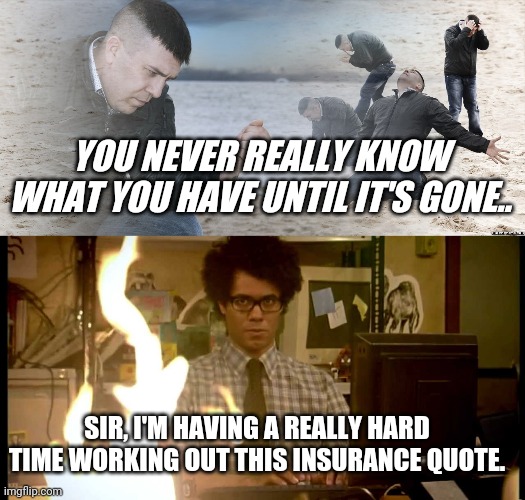Image tagged in guy with sand in the hands of despair,it crowd help desk -  Imgflip