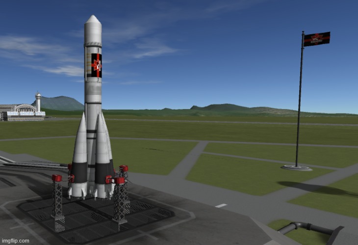 Our glorious OBM-02 "Watchman II" missile with the Discordia 1 probe on top | made w/ Imgflip meme maker