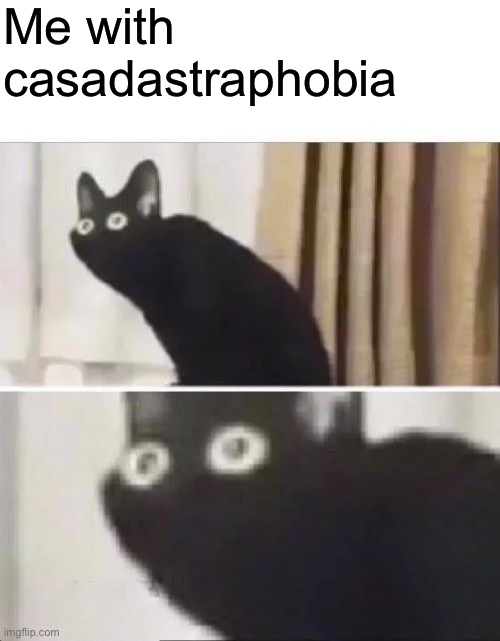 Oh No Black Cat | Me with casadastraphobia | image tagged in oh no black cat | made w/ Imgflip meme maker