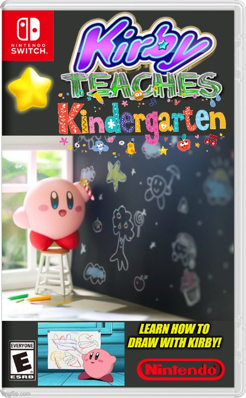 KIRBY KINDERGARTEN TEACHER | LEARN HOW TO DRAW WITH KIRBY! | image tagged in nintendo switch,kirby,teaching,school,kindergarten,fake switch games | made w/ Imgflip meme maker