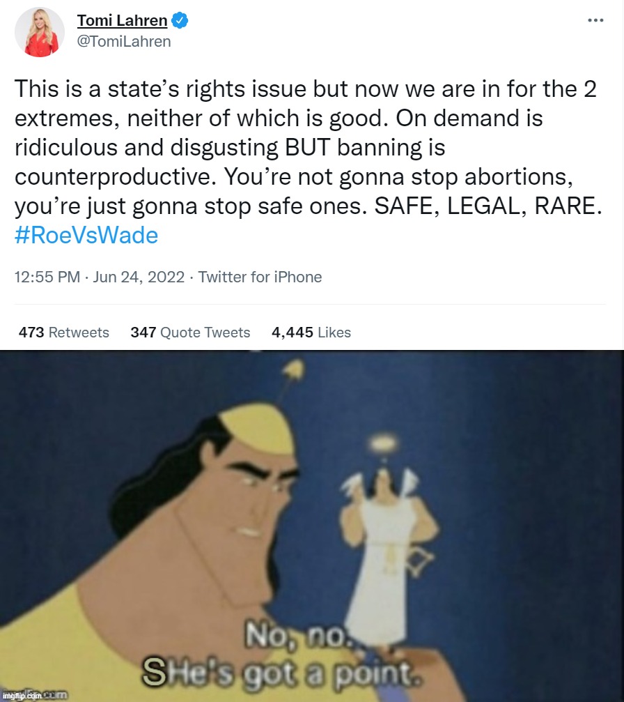 There are conservatives out there with a pragmatic, sensible view on this. | image tagged in tomi lahren supports roe v wade,no no she's got a point | made w/ Imgflip meme maker