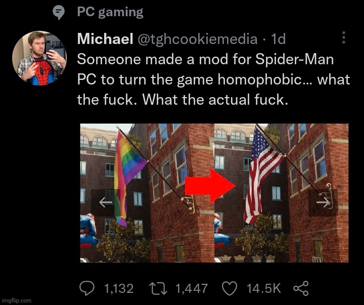 somehow changing a gay flag in a game to another flag is homophobic | made w/ Imgflip meme maker
