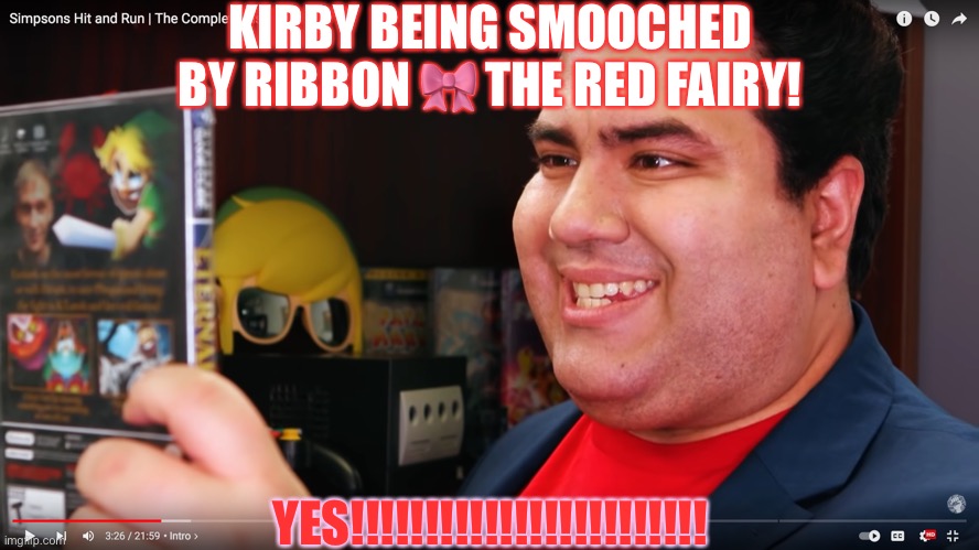 THE COMPLETIONIST | KIRBY BEING SMOOCHED BY RIBBON 🎀 THE RED FAIRY! YES!!!!!!!!!!!!!!!!!!!!!!!! | image tagged in the completionist | made w/ Imgflip meme maker