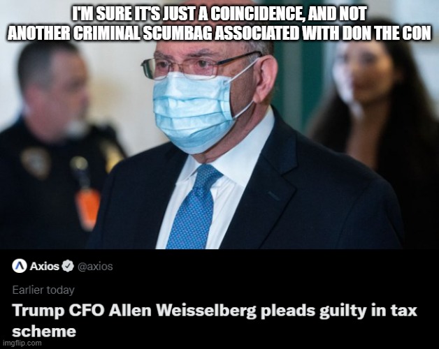 Allen Weisselberg | I'M SURE IT'S JUST A COINCIDENCE, AND NOT ANOTHER CRIMINAL SCUMBAG ASSOCIATED WITH DON THE CON | image tagged in allen weisselberg | made w/ Imgflip meme maker