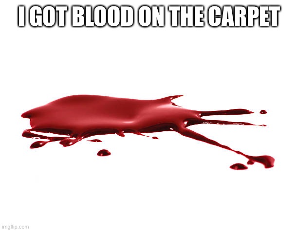 Blood | I GOT BLOOD ON THE CARPET | image tagged in blood,period,carpet | made w/ Imgflip meme maker