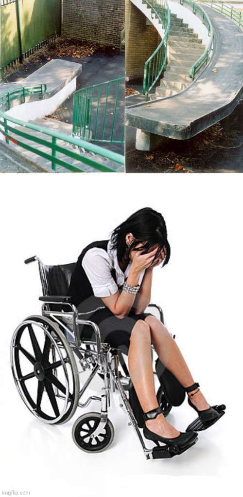 Ramp fail | image tagged in sad wheelchair,you had one job,ramp,memes,stairs,construction fail | made w/ Imgflip meme maker