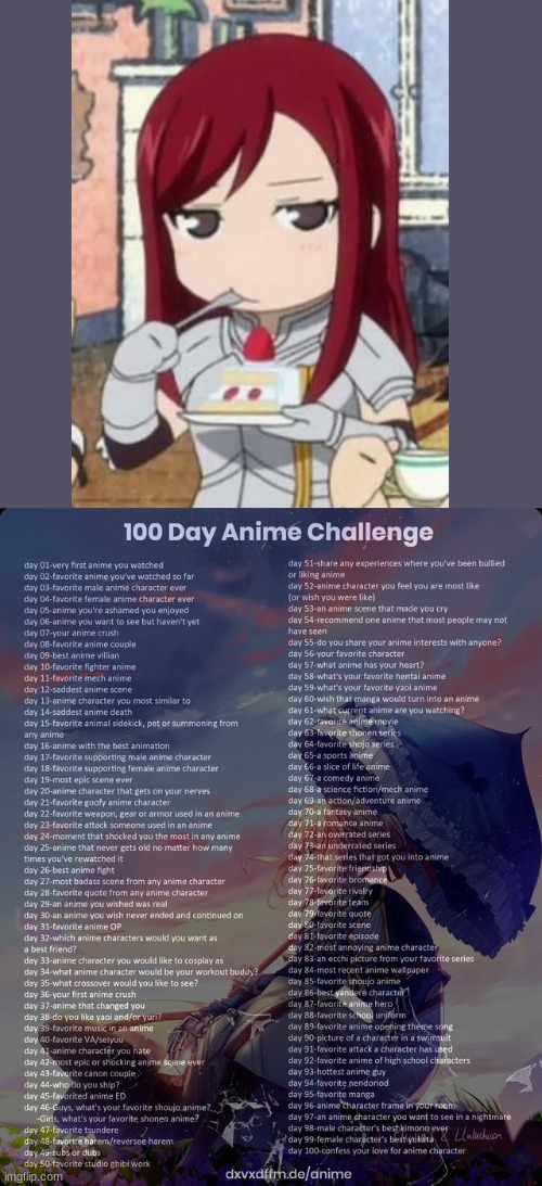 Day 4 | image tagged in 100 day anime challenge,fairy tail,erza scarlet | made w/ Imgflip meme maker