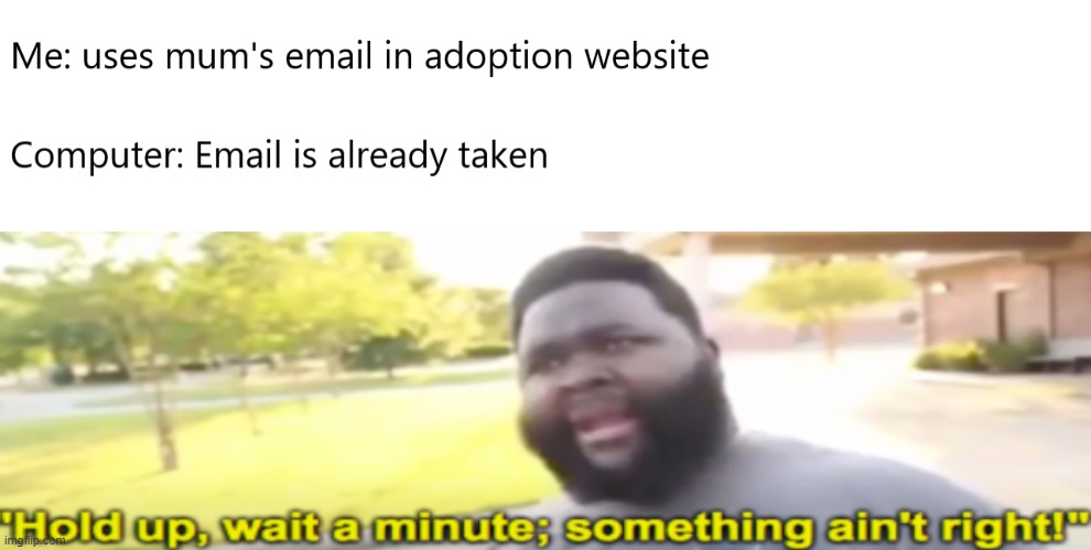 adoption site meme | image tagged in fun,hold up wait a minute something aint right | made w/ Imgflip meme maker