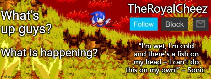 TheRoyalCheez Sonic 3 Prototype template | What's up guys? What is happening? | image tagged in theroyalcheez sonic 3 prototype template | made w/ Imgflip meme maker