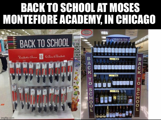 Back To School Bitch | BACK TO SCHOOL AT MOSES MONTEFIORE ACADEMY, IN CHICAGO | image tagged in chicago,back to school,guns,knives,liquor | made w/ Imgflip meme maker
