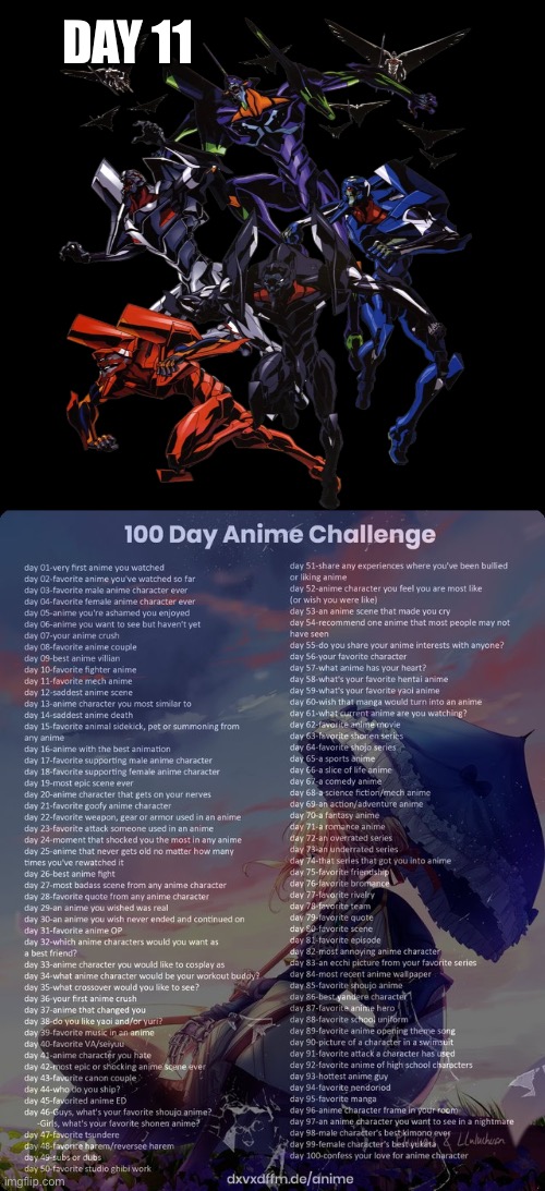 Evangelion | DAY 11 | image tagged in 100 day anime challenge | made w/ Imgflip meme maker