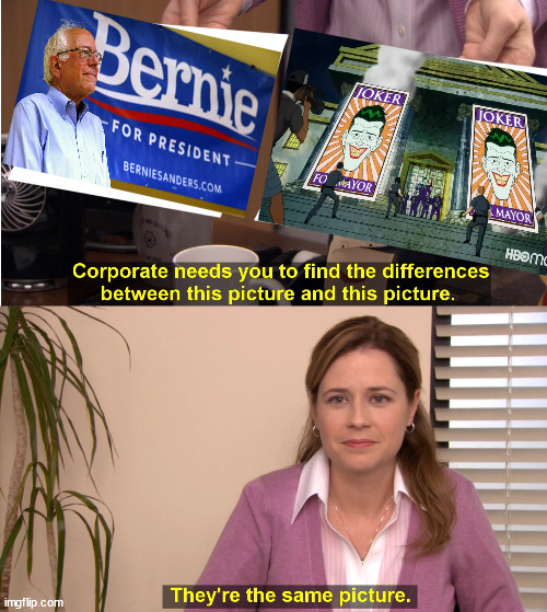 After watching Harley Quinn S03E06 | image tagged in there the same image,the joker,harley quinn,bernie sanders | made w/ Imgflip meme maker