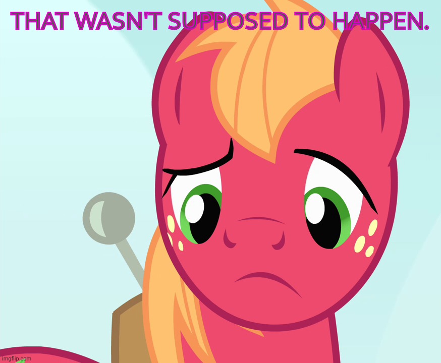 Confused Big Macintosh (MLP) | THAT WASN'T SUPPOSED TO HAPPEN. | image tagged in confused big macintosh mlp | made w/ Imgflip meme maker