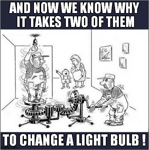 Why Electricians Are So Expensive ! | AND NOW WE KNOW WHY
 IT TAKES TWO OF THEM; TO CHANGE A LIGHT BULB ! | image tagged in expensive,electricians,light bulb | made w/ Imgflip meme maker