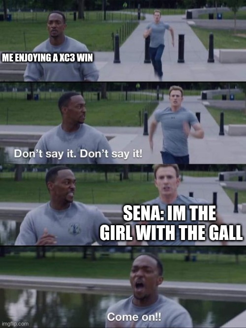 Eunie Better UwU | ME ENJOYING A XC3 WIN; SENA: IM THE  GIRL WITH THE GALL | image tagged in dont say it,gaming,nintendo,nintendo switch,rpg,anime | made w/ Imgflip meme maker