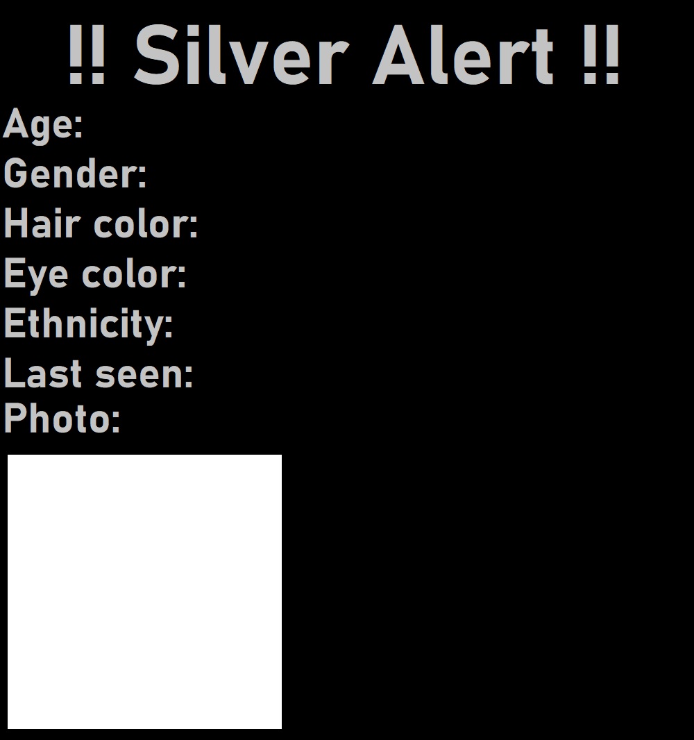 High Quality silver alert Blank Meme Template