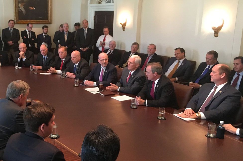 All-male Trump health bill meeting Blank Meme Template