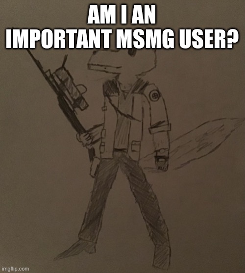 LordReaperus but he’s a tf2 sniper | AM I AN IMPORTANT MSMG USER? | image tagged in lordreaperus but he s a tf2 sniper | made w/ Imgflip meme maker
