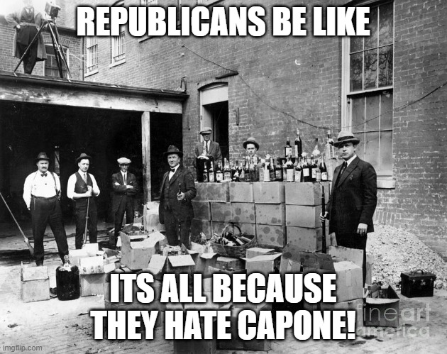 Raids | REPUBLICANS BE LIKE; ITS ALL BECAUSE THEY HATE CAPONE! | image tagged in donald trump,raid | made w/ Imgflip meme maker