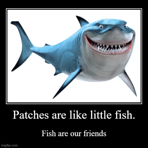 Patches are like little fish | image tagged in funny,demotivationals | made w/ Imgflip demotivational maker