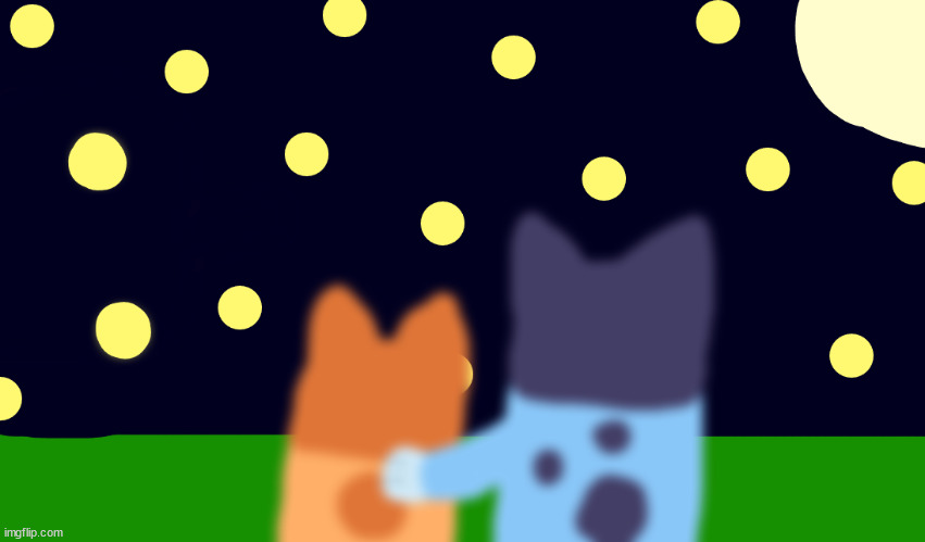 looking at the stars |bluey and bingo| (btw this is based off some old art i made) | made w/ Imgflip meme maker