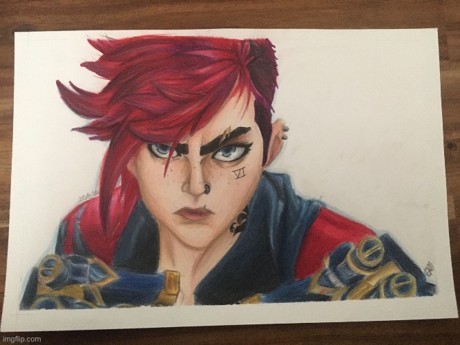 My Vi Artwork | image tagged in vi,arcane,art,who else watched arcane,i love this drawing,the skin was fun to do | made w/ Imgflip meme maker