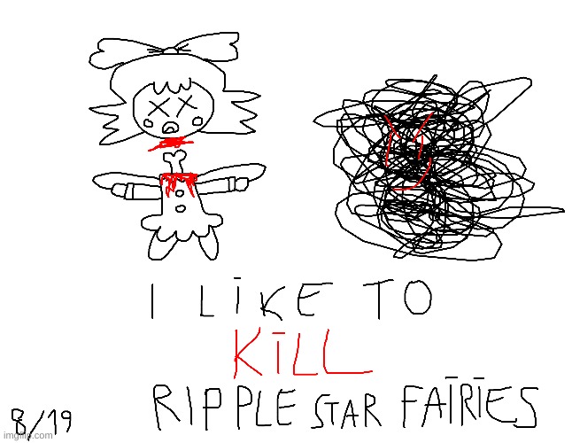 I killed Ribbon | image tagged in ribbon,kirby,cute,fanart,funny,blood | made w/ Imgflip meme maker