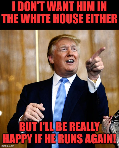 Donal Trump Birthday | I DON'T WANT HIM IN THE WHITE HOUSE EITHER BUT I'LL BE REALLY HAPPY IF HE RUNS AGAIN! | image tagged in donal trump birthday | made w/ Imgflip meme maker