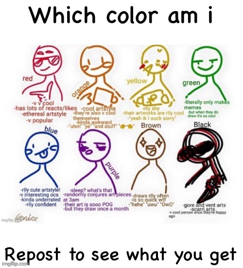 ¬9(5$12$3#5~€™€©`}\` | image tagged in which color am i | made w/ Imgflip meme maker