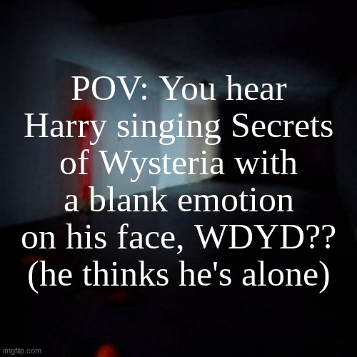 POV: You hear Harry singing Secrets of Wysteria with a blank emotion on his face, WDYD?? (he thinks he's alone) | made w/ Imgflip meme maker