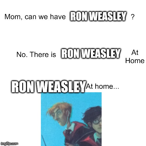 Mom can we have | RON WEASLEY; RON WEASLEY; RON WEASLEY | image tagged in mom can we have,harry potter,books,weird | made w/ Imgflip meme maker