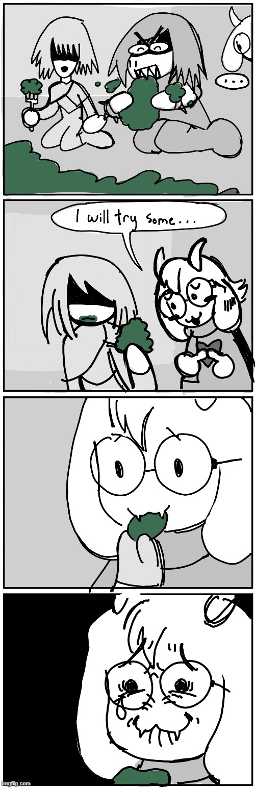 day 53 of posting deltarune comics | image tagged in ralsei eats moss | made w/ Imgflip meme maker