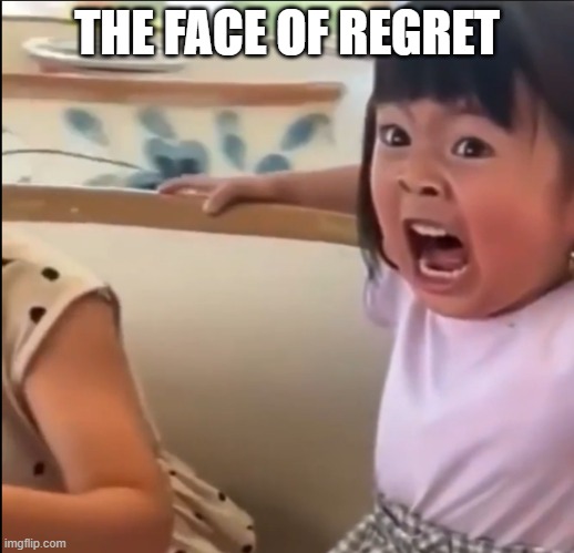 face of regret | THE FACE OF REGRET | image tagged in instant regret | made w/ Imgflip meme maker