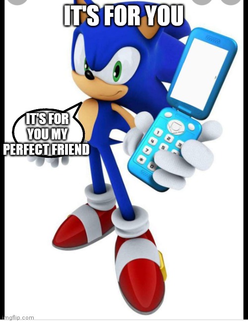 Sonic and flip phone | IT'S FOR YOU; IT'S FOR YOU MY PERFECT FRIEND | image tagged in funny memes | made w/ Imgflip meme maker