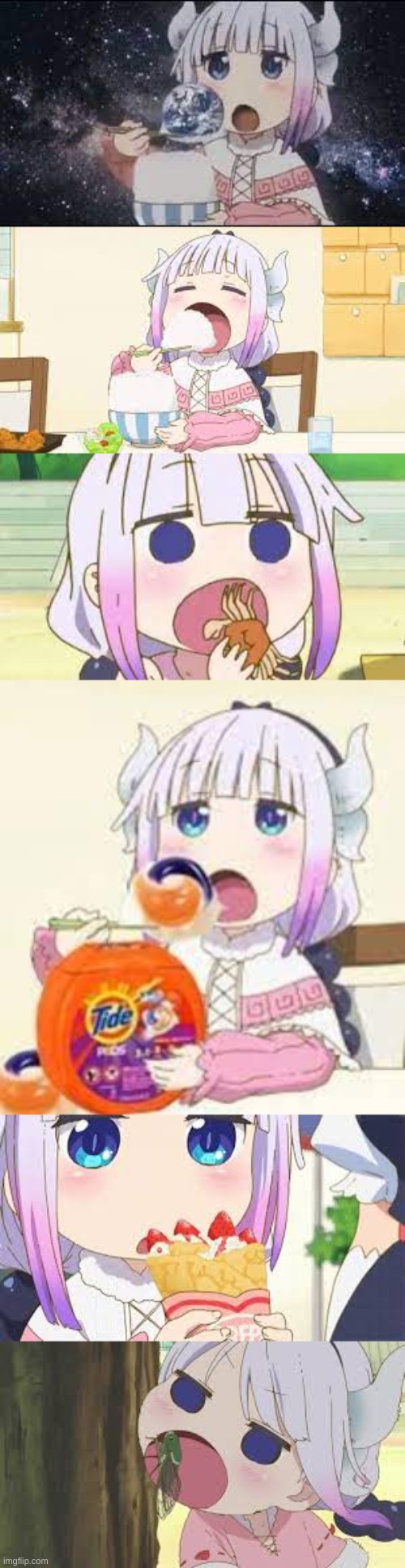 Repost but add Kanna eating something | image tagged in anime,kanna | made w/ Imgflip meme maker
