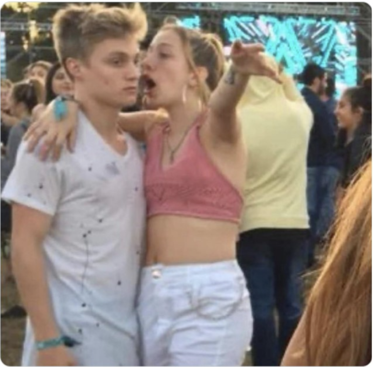 Girl In Boys Face Concert Blank Meme Template