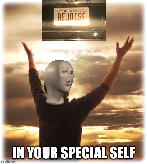 Special self | IN YOUR SPECIAL SELF | image tagged in meme man rejoice,special | made w/ Imgflip meme maker