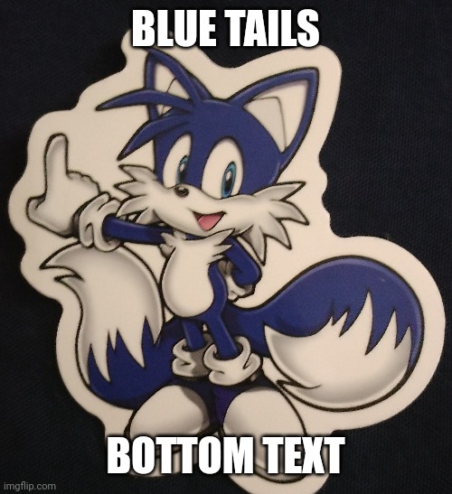 Blue tails | BLUE TAILS; BOTTOM TEXT | image tagged in tails,blue,yes | made w/ Imgflip meme maker