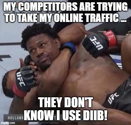 Thumbs Up Fighter | MY COMPETITORS ARE TRYING TO TAKE MY ONLINE TRAFFIC ... THEY DON'T KNOW I USE DIIB! | image tagged in thumbs up fighter | made w/ Imgflip meme maker