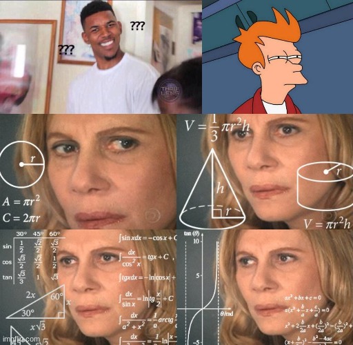 image tagged in black guy confused,memes,futurama fry,calculating meme | made w/ Imgflip meme maker
